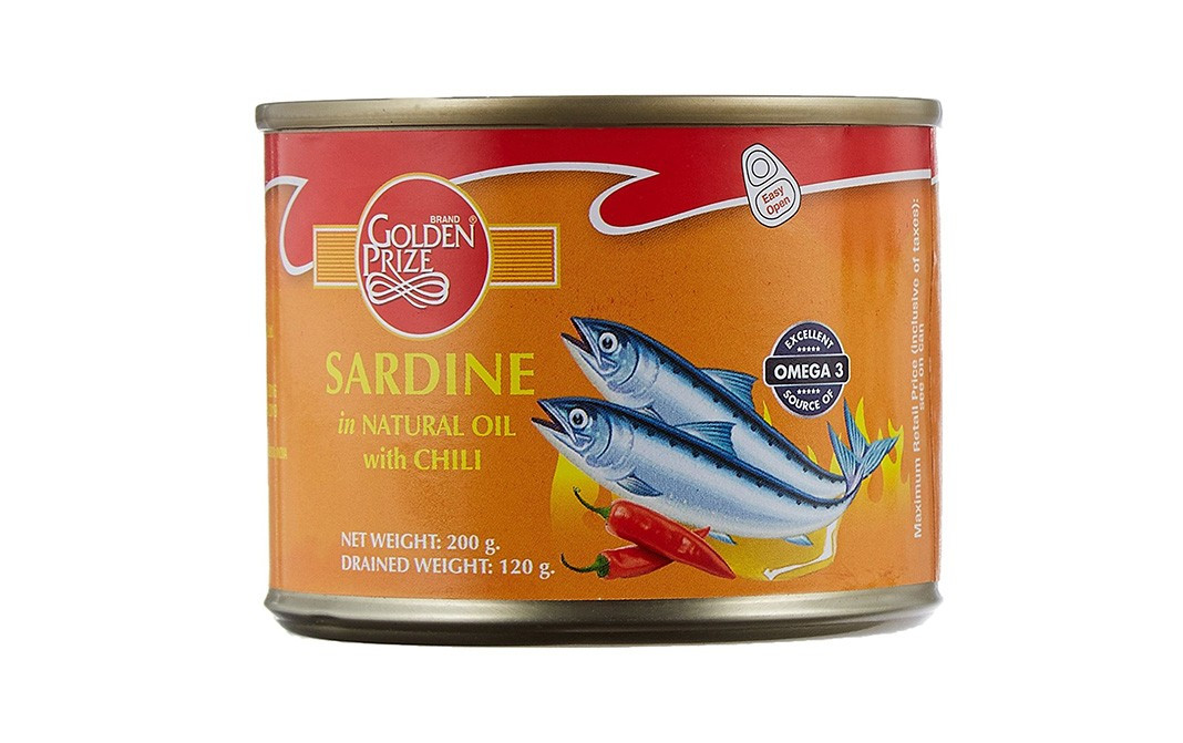 Golden Prize Sardine in Natural Oil with Chilli   Tin  200 grams